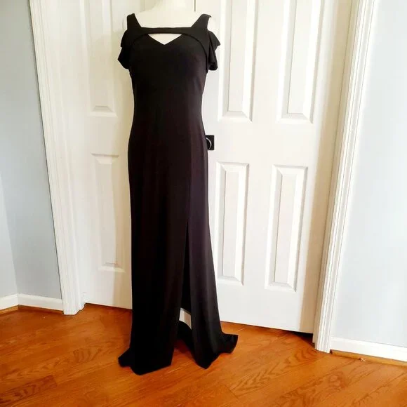 NW Nightway Side Slit Long Black Formal Prom Dress Size 10 - Picture 2 of 8